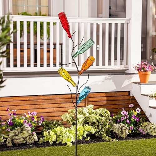 Evergreen Garden Glass Bottles for Bottle Tree, Wine Bottles for Decorativation Indoor Outdoor Wedding Christmas Party Decor (Rainbow, Set of 5) - Image 2