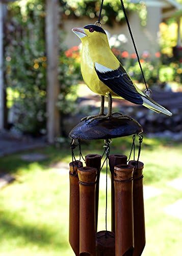 Cohasset Gifts Bamboo Wind Chime | #175AG | American Gold Finch Bamboo Wind Chime | Wood, Outdoor, Home Décor for Decks, Garden, Porch | Hand Painted Yellow | - Image 4