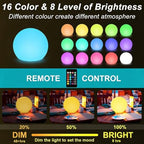 8-in Solar Globe Light Outdoor, Waterproof Solar Ball Light for Outside w/Remote, 16 RGB Color Changing Glowing Orb Lamp Landscape Lighting Mood Lamp w/Ground Stake for Garden Patio Yard Pathway Decor - Image 2