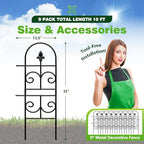 32in(H) x 10ft (L) Tall Decorative Metal Garden Fence Panels - 9 Pack Rustproof No Dig Fence Animal Barrier for Dogs, Outdoor Yard Fencing for Patio Flower Bed Garden & Landscape Border - Image 4