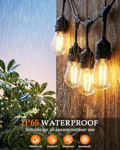 25FT Outdoor String Light 15+2 Bulbs 2W, 120W Dimmer Remote IP65 Waterproof - Image 3