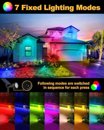 Solar Spot Lights Outdoor Color Changing, 7 Modes/14 LED Outdoor Solar Lights for Yard, Waterproof RGB Multicolor Solar Landscape Spotlights Auto On/Off for Flood, Yard, Tree, Pathway, 8 Pack - Image 2