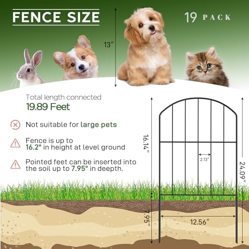 Goovilla Garden Fence, Total 20ft(L) x 24in(H), 19 Pcs, Rustproof Metal - Image 6