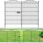 6 Panel No Dig Decorative Garden Fence with Gate 36" H x 12.1'L for Dogs by Bilibompa