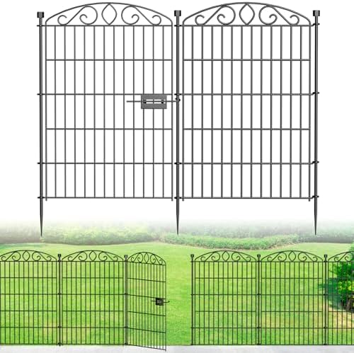 6 Panel No Dig Decorative Garden Fence with Gate 36" H x 12.1'L for Dogs by Bilibompa