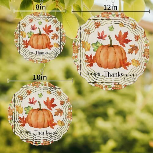 10 Inch Pumpkins Thanksgiving Wind Spinner for Yard and Garden, Fall Rustic Leaves Farmhouse Art Hanging Ornaments Outdoor 3D Kinetic Wind Sculpture Spinners Indoor Outdoor Patio Décor Ornaments Gift - Image 3