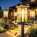 Garpar Solar Pathway Lights Outdoor 4 Pack, Window-Style with Metal Pole by GarparOutdoorSolarLights