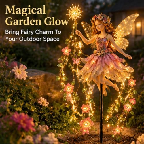 Enchanted Flower Fairy Solar Garden Light, Outdoor Figurine Statue with LED - Image 7