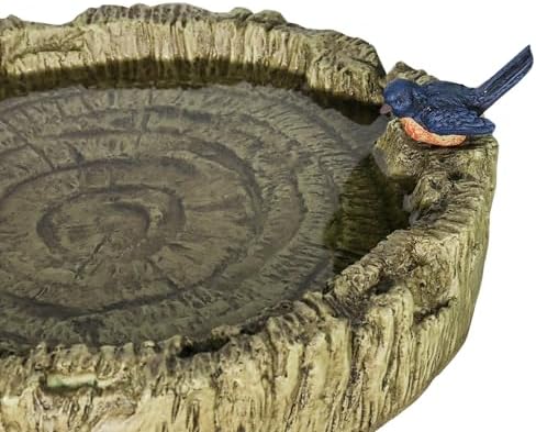 watnature 24.4” H Fibre Reinforced Concrete Outdoor Garden Bird Bath with Birds, Woodland Tree Trunk Decoration Yard Statue，Pedestal Birdbaths for Outdoors, Garden, Patio, Lawn, Backyard - Image 6