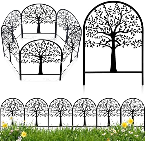 Yaocom 6 Pack Tree of Life Garden Fence 16.5" H x 11.8" W Metal Border by Yaocom