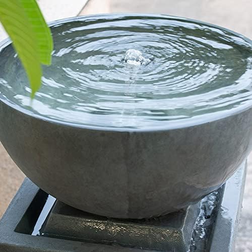 35.5 Inch Polyresin Zen Bowl Fountain, Outdoor Water Feature for Garden - Image 5