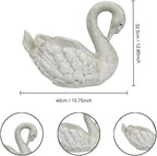 15.75'' Swan Planter Statue, Resin Swan Flower Pot Sculpture,White - Image 3