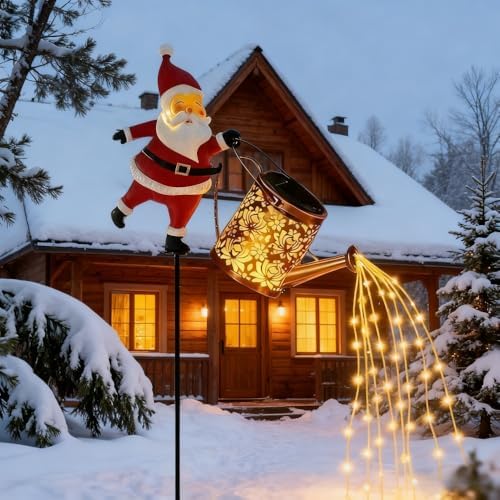 Christmas Solar Kettle Lights Garden Lawn Decorative Lights,Christmas Solar Kettle Lights Santa,Led Santa Watering Can Lights,Outdoor Christmass Decorations (Colorful Lights) - Image 5