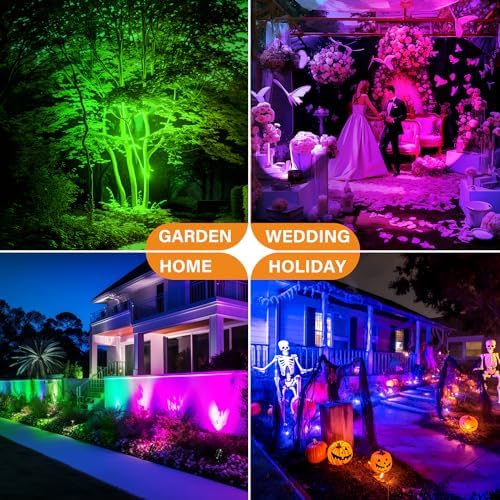 Halloween RGBW Low Voltage Landscape Lights, 16 Color Changing Outdoor Landscape Lighting with Remote Control IP67 Waterproof 12V 24V Landscape Spotlights for Garden Pathway Yard Christmas (2 Pack) - Image 7