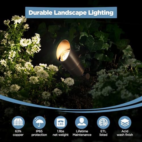 Gardencoin Solid Brass Outdoor Landscape Spotlights, 12V Heavy Duty LED Low Voltage Spot Light Waterproof for Garden and Yard Uplighting, Bronze Accent Lighting Fixture, Without MR16 Bulb 4 Pack - Image 2