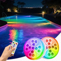 Pool Lights for Above Ground Pools, Rechargeable 10 Color Changing Submersible LED Lights with Remote & 6 Modes, IP68 Waterproof Underwater Light for Swimming Pool Fountain Pond Hot Tub (2 Pack) by VEEKINavigation
