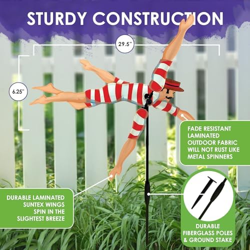 Whirligig Spinner Victorian Swimmer 28" – Nostalgic Swim-Themed Design, Weather-Resistant Outdoor Decor, Durable & Lightweight for Patios, Yards, and Gardens - Eye-Catching Wind Spinner - Image 3