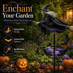 The Enchanted Witch Garden Wind Spinner, Metal Halloween Yard Art, Outdoor Garden Stake Decoration, Halloween Decorations Outdoor with Flying Witch Kinetic Bat Ring, for Garden Patio Pathway (1PCS) - Image 3