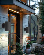 Ken & Ricky Modern Aluminum Outdoor Wall Sconce Lights,Cylinder，Black,2PK - Image 4