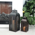 Luxury Lantern Decorative Outdoor & Indoor, Set of 2 (19’’&13’’) Metal Candle Lanterns Decor, Vintage Hanging Candle Holder for Front Porch Patio Wedding Farmhouse Home, Christmas Decorations - Image 4
