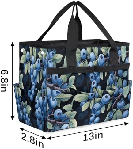 Blueberry Garden Tool Bag Organizer Heavy Duty Fruit Printed Gardening Tote Bag with 10 Pockets for Women Men Gardening Gifts - Image 4