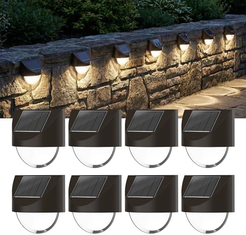 Solar Step Lights Outdoor, Solar Powered Stair Lights Outdoor Waterproof for Front Step, Yard, Patio, Porch, Fence and Deck Decor (8) by AZIRIER