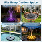 Solar Fountain for Bird Bath with 4 Fixed Rods & 7 LED Colors - Image 7