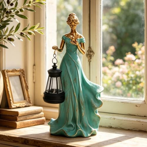 Solar Garden Statue Outdoor, Fairy Angel Statue Holding a Lantern by ASDFG