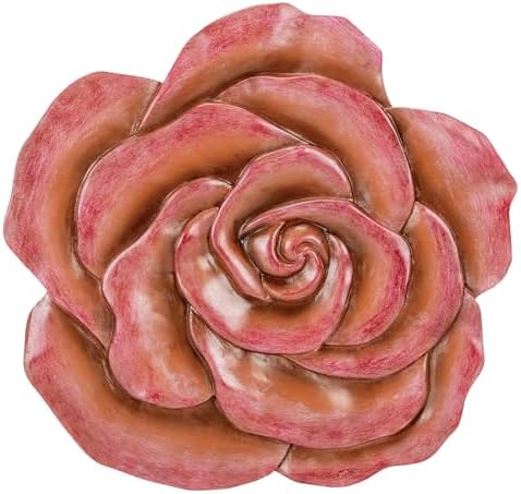 Magnolia Garden 12-Inch Sculpted Coral Rose Decorative Stepping Stone – 3D Floral Resin Garden Walkway Tile – Earthy Terra Cotta Flower Outdoor Accent by DicksonsGifts