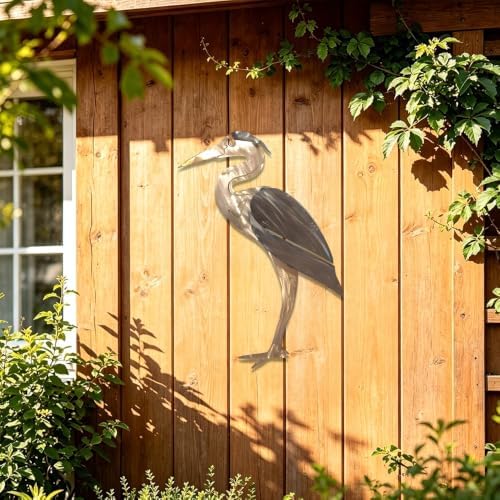 Heron Metal Wall Art Rustic Bird Plaque Steel Decor for Garden Patio Porch Living Room Indoor Outdoor Hanging Ornament (24 INCH) - Image 4