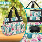 Cactus Garden Tool Bag Organizer Heavy Duty Watercolor Cacti Flower Gardening Tote Bag with 10 Pockets for Women Men Gardening Gifts - Image 5