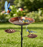 Metal Bird Bath Bow with 2 Set Bird Feeder for Outdoors, Freestanding Stake Design, Iron Craft, Landscape Decor for Backyard(Antique Bronze) - Image 3