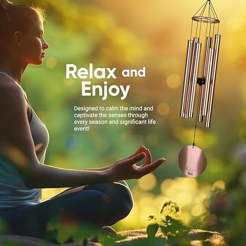Nature’s Melody Aureole Tunes Wind Chimes – Outdoor Windchime with 6 Tubes Tuned to E Pentatonic Scale, 100% Rustproof Aluminum, Powder Finish & S Hook Hanger for Sympathy, Memorial Gift or Zen Garden - Image 3