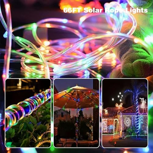 Afirst 66FT Solar Rope Lights Outdoor Waterproof, Remote & Timer & Multi Lighting Modes Fairy Lights 200 LEDs Tube Lights for Christmas Garden Patio - Image 6