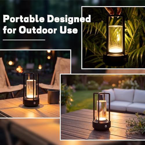 4 Pack Black Portable Metal Table Lamp LED Rechargeable Cordless Table Light Battery Operated Desk Touch Lamp 3 Color Stepless Dimming Light for Home Outdoor Camp Patio Bar Restaurant - Image 7