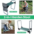 Upgrade Garden Kneeler and Seat Stool, Foldable Heavy Duty Garden Bench Workseats with Tool Pocket and Soft EVA Kneeling Pad for Senior, Gardening Lovers, Green (Wider) - Image 4