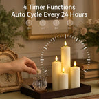 Pack of 9 Real Wax Pillars Flameless Candles with Remote, 400H Battery Operated Flickering LED 3D-Wick Warm Lights, 2/4/6/8H Timer for Home Decor(2" x 4" 4" 5" 5" 6" 6" 7" 8" 9" Ivory) - Image 3