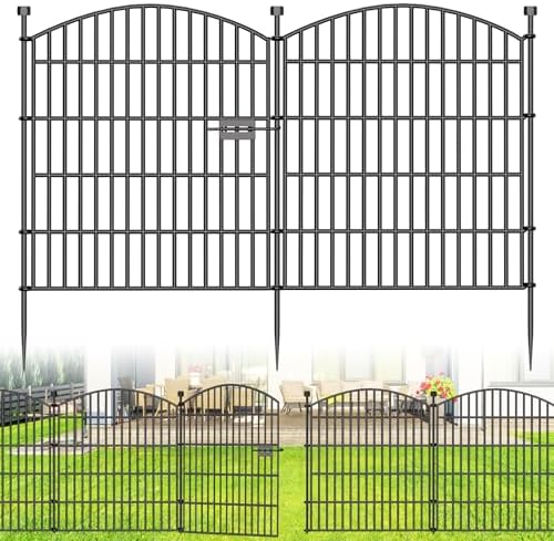 15 Panel No Dig Decorative Garden Fence with Gate 32"H x 35.4'L Dog Barrier by Bilibompa