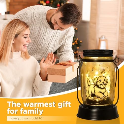kyoryuger Maltese Dog Gifts for Women/Men Maltese Solar Lanterns Birthday Dog Lovers Lantern Pet Loss Dog Memorial Lights Solar Garden Decoration for Yard, Patio,Backyard,Porch Torches Light - Image 4