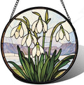 Snow Drop Flower Stained Glass Window Hanging Decor Gifts for Women 15" by amderven