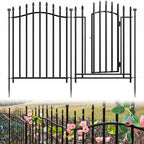 No Dig Garden Fence 32" H x 22.5'L with Gate Decorative Yard Dog Panels by Bilibompa