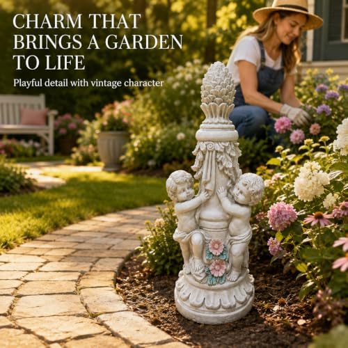 27.95 Inch Climbing Children Garden Statues, Large Yard Statues - Image 3