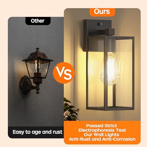 13" Dusk to Dawn Exterior Lighting Fixture, Outdoor Porch Light Wall Sconce - Image 4