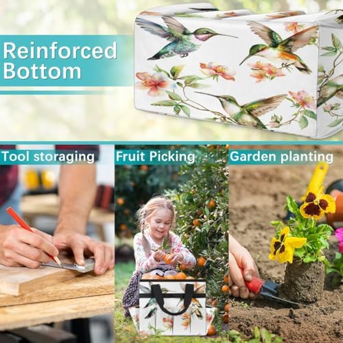 Hummingbird Garden Tool Bag, Garden Tote Storage Bag with 10 Pockets, Indoor and Outdoor Flower Bird Colourful Gardening Tool Organizer for Women Men - Image 7