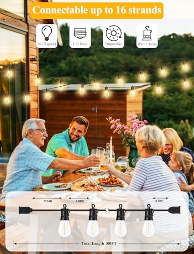 Brightever 100FT LED Outdoor String Lights for Patio Decor - Image 3