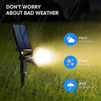 KEV 800 Lumens Solar Spot Lights Outdoor,18 LEDs Solar Flood Lights with 2 Modes &Adjustable &IPX65 Waterproof,Solar Spotlight for Driveway/Backyard/Patio Landscape/Tree/Garage(Warm White,2 Pack) - Image 6