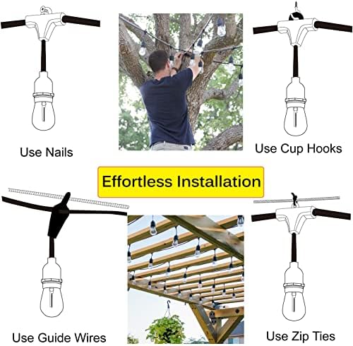 Outdoor String Lights for Outside LED 150 FT Shatterproof Patio Lights with 50 Waterproof Bulbs for Outdoor Backyard Bistro Gazebo Lights, 2-Pack - Image 4