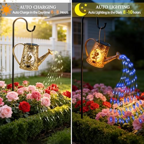 Solar Watering Can Lights, Fairy Gifts for Mothers Day Women Mom Grandma Birthday, Waterproof Outdoor Garden Decor Large Hanging Solar Lantern Fairy Lights for Patio Porch Flowerbed Pathway (Blue) - Image 4