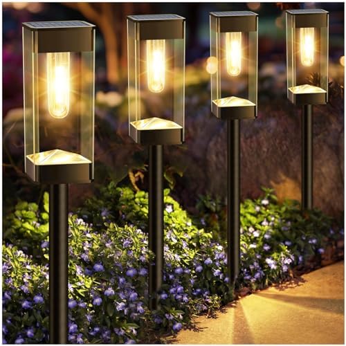 Solar Pathway Lights Outdoor Waterproof Landscape Lighting 4 Pack by Gorrzai