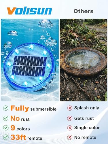 VOLISUN Solar Ground Lights with Remote Control – IP68 Waterproof Color Changing Flat Pathway Lights – RGB Solar Disk Lights with Lens for Yard Walkway Patio Garden Driveway [8 Pack] - Image 5